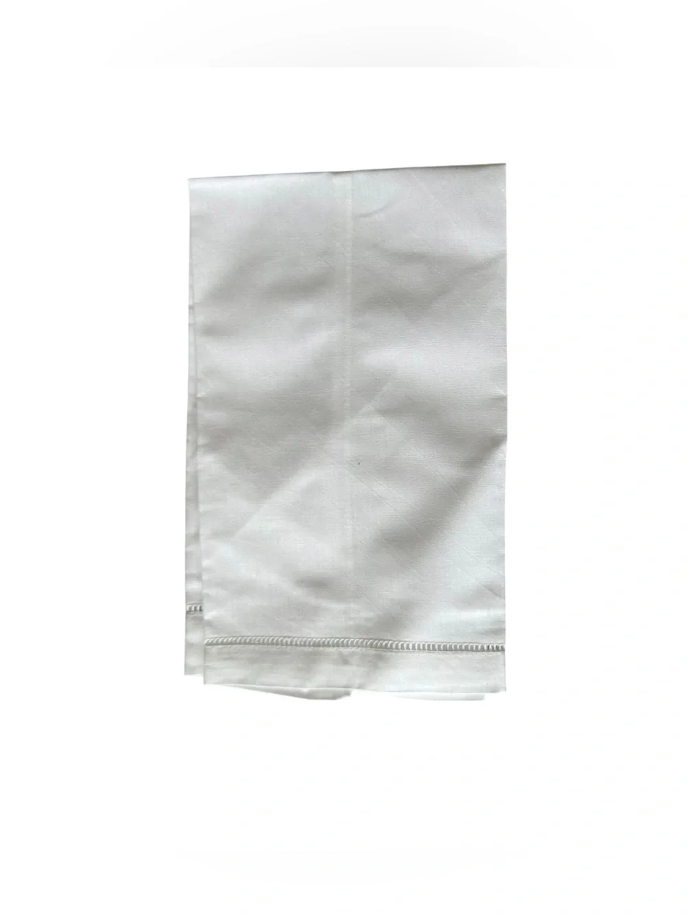 Set of 12 White Linen Cotton Blend Guest Towels - Classic Hemstitch